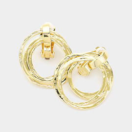 Open Circle Metal Clip On Earrings