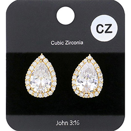 CZ Teardrop Crystal Rhinestone Stud Earrings
