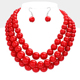 Triple Strand Pearl Chunky Necklace