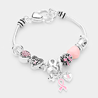 Pink Ribbon Hope Multi Bead Bracelet 