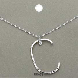 -C- Initial Monogram Brass Metal Pendant Necklace