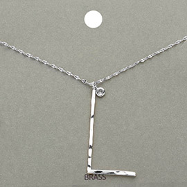 -L- Initial Monogram Brass Metal Pendant Necklace
