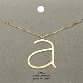 -a- Brass Initial Monogram Metal Pendant Necklace