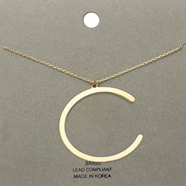 -c- Brass Initial Monogram Metal Pendant Necklace