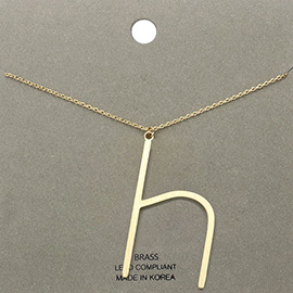 -h- Brass Initial Monogram Metal Pendant Necklace