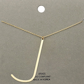 -j- Brass Initial Monogram Metal Pendant Necklace