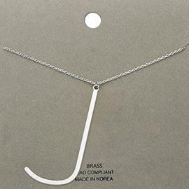 -j- Brass Initial Monogram Metal Pendant Necklace