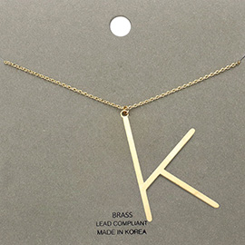 -k- Brass Initial Monogram Metal Pendant Necklace