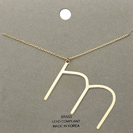 -m- Brass Initial Monogram Metal Pendant Necklace