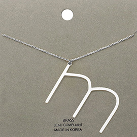 -m- Brass Initial Monogram Metal Pendant Necklace