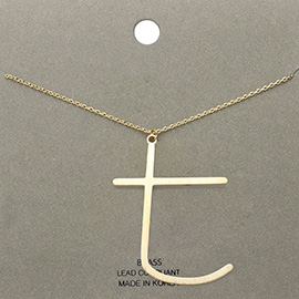 -t- Brass Initial Monogram Metal Pendant Necklace