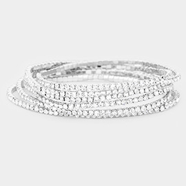 6PCS - Rhinestone Stretch Evening Bracelets