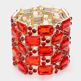 Emerald Cut Crystal Stretch Evening Bracelet