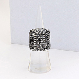 Rhinestone Pave Multi Row Stretch Ring
