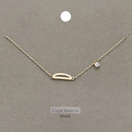 D Brass Metal Cubic Zirconia Initial Monogram Pendant Necklace