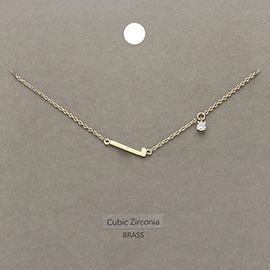 L Brass Metal Cubic Zirconia Initial Monogram Pendant Necklace