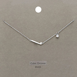L Brass Metal Cubic Zirconia Initial Monogram Pendant Necklace