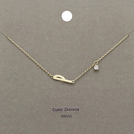 P Brass Metal Cubic Zirconia Initial Monogram Pendant Necklace