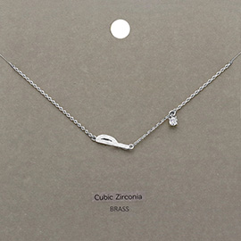 P Brass Metal Cubic Zirconia Initial Monogram Pendant Necklace