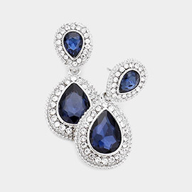 Rhinestone Trim Teardrop Evening Earrings 