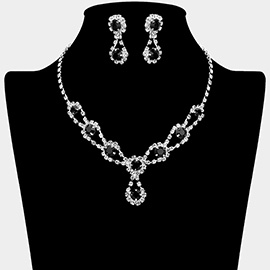 Round Crystal Vine Rhinestone Bib Drop Necklace