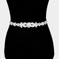 Crystal Rhinestone Floral Bridal Wedding Belt / Headband