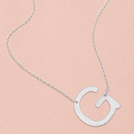 G- White Gold Dipped Initial Monogram Pendant Necklace