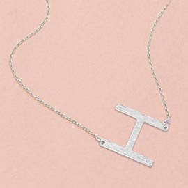 -H- White Gold Dipped Initial Monogram Pendant Necklace