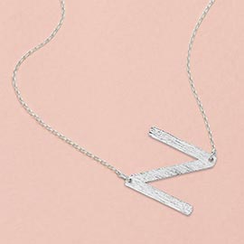-N- White Gold Dipped Initial Monogram Pendant Necklace