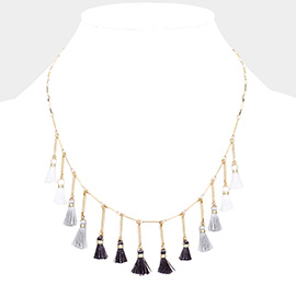 Tassel Drop Bib Necklace 
