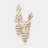 Marquise Crystal Cluster Drop Evening Earrings 