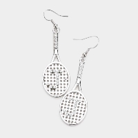 Rhinestone J Drop Initial Monogram  Metal Earrings
