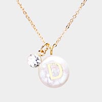 D - Freshwater Pearl Initial Monogram Pendant Necklace
