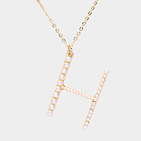 H - Pearl Statement Initial Monogram Pendant Necklace