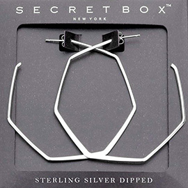 Secret Box _ Sterling Silver Dipped Metal Angled Hoop Earrings