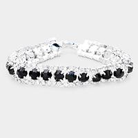 Round Crystal Rhinestone Evening Bracelet 