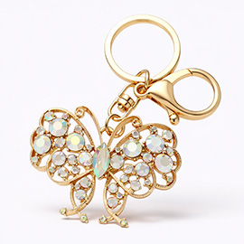 Marquise Round Crystal Butterfly Keychain Bag Charm