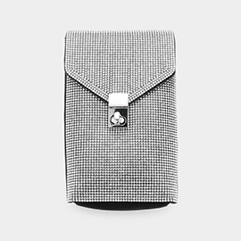 Bling Studded Rectangle Flap Crossbody Cellphone Bag