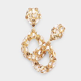 Marquise Round Stone Cluster Open Teardrop Evening Earrings