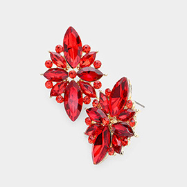 Marquise Crystal Floral Evening Earrings