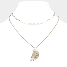 Metal Angel Wing Pendant Accented Necklace
