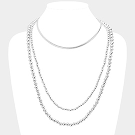 Snake Chain Metal Ball Bib Necklace