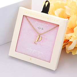 Secret Box -Y- Initial Monogram Metal Pendant Necklace