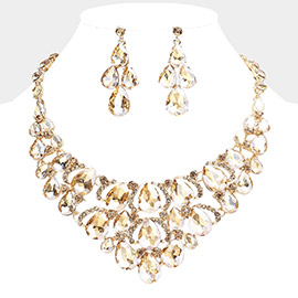 Teardrop Stone Cluster Evening Necklace