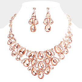 Teardrop Stone Cluster Evening Necklace