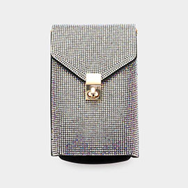 Bling Studded Rectangle Flap Crossbody Cellphone Bag