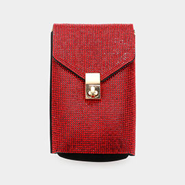 Bling Studded Rectangle Flap Crossbody Cellphone Bag