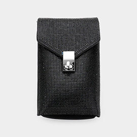 Bling Studded Rectangle Flap Crossbody Cellphone Bag