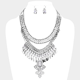 Antique Stone Embellished Statement Necklace