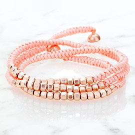 Cord Braided Metal Cube Cluster Magnetic Wrap Bracelet